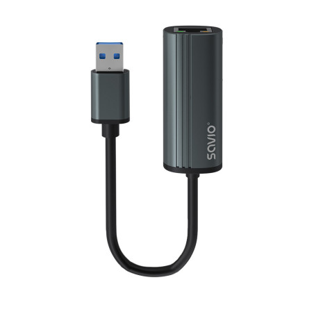 Savio AK-55 Adapter USB-A 3.1 GEN 1 do RJ-45 Gigabit Ethernet USB 3.2 Gen 1 (3.1 Gen 1) Type-A 1000 Mbit s Nero