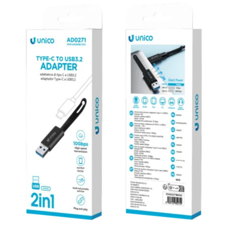 ADAPTADOR UNICO USB-C A USB-A CE NEGRO