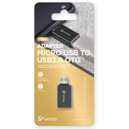 ADAPTADOR UNICO MICRO USB3.0 METALICO NEGRO