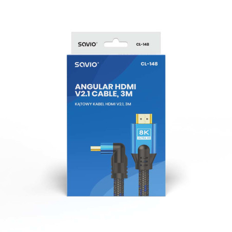 CABLE HDMI 2.1 (M) ANGULAR 8K SAVIO CL-148 3M