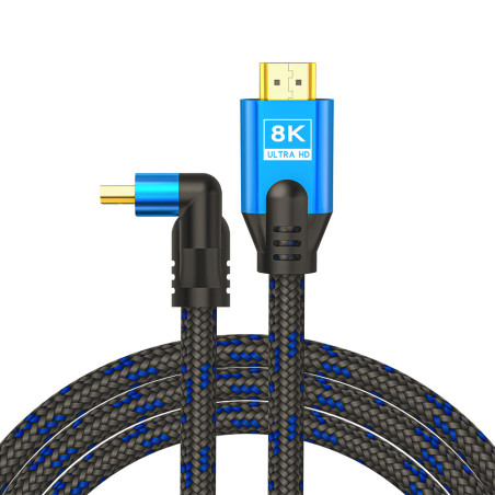 Savio CL-147 Kabel HDMI v2.1, ktowy,1.8m, mied, oplot baweniany, metalowe wtyczki cavo HDMI 1,8 m HDMI tipo A (Standard) Nero,
