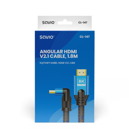 CABLE HDMI 2.1 (M) ANGULAR 8K SAVIO CL-147 1.8M
