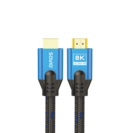 Savio HDMI (M) v2.1 cable 5m 8K copper blue-black golden tips CL-169 cavo HDMI HDMI tipo A (Standard) Nero, Blu