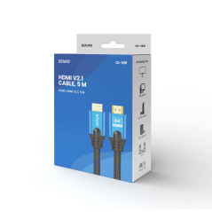 Savio HDMI (M) v2.1 cable 5m 8K copper blue-black golden tips CL-169 cavo HDMI HDMI tipo A (Standard) Nero, Blu