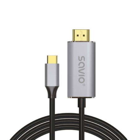 Savio USB-C to HDMI 2.0B cable 2m silver   black gold tips CL-171 cavo HDMI USB C HDMI tipo A (Standard) Nero
