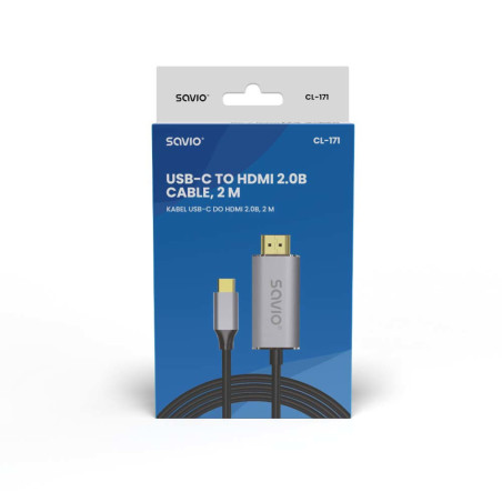 CABLE USB-C A HDMI 2.0 4K 2M SAVIO CL-171