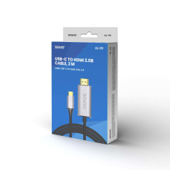 Savio USB-C to HDMI 2.0B cable 2m silver   black gold tips CL-171 cavo HDMI USB C HDMI tipo A (Standard) Nero