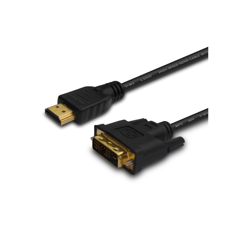 CABLE HDMI A DVI 18+1 1.5M SAVIO CL-10 M/M