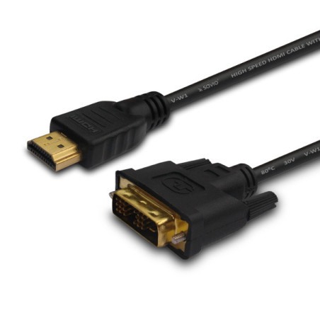 Savio CL-10 cavo e adattatore video 1,5 m DVI HDMI tipo A (Standard) Nero