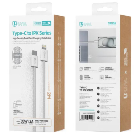 CABLE UNI USB-C A LIGHTNING 30W 3A