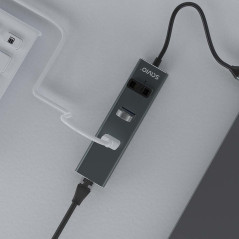 Savio AK-57 USB-C - 3 x USB-A HUB with RJ-45 Gigabit Ethernet adapter 5000 Mbit s grey 2 x USB 3.2 Gen 2 (3.1 Gen 2) Type-C
