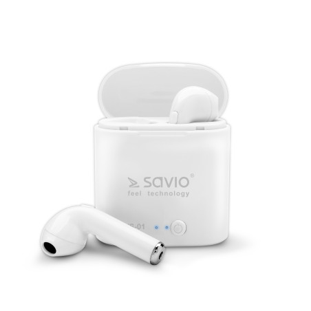 Savio TWS-01 Białe Cuffie Wireless In-ear Chiamate Musica Sport Tutti i giorni Bluetooth Bianco