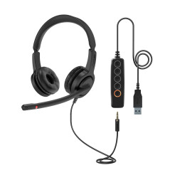 Axtel VOICE UC28-35 stereo USB-A Auricolare Cablato A Padiglione Ufficio USB tipo A Nero