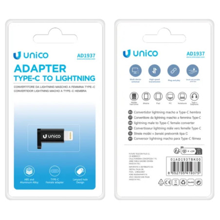 ADAPTADOR UNICO LIGHTNING MACHO A TIPO(C)HEMBRA