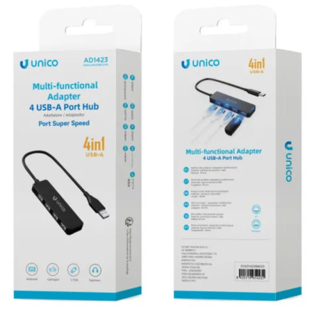 ADAPTADOR UNICO USB(A) A 4 USB(A) BLACK