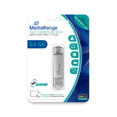 MediaRange MR937 unità flash USB 64 GB USB Type-A   USB Type-C 3.2 Gen 1 (3.1 Gen 1) Argento