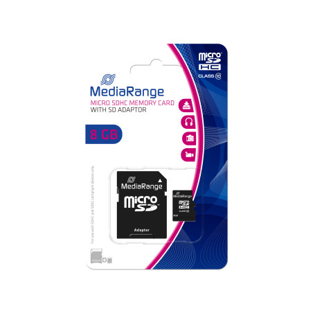 MEM MICRO SDHC 8GB MEDIARANGE + ADAPTADOR SD