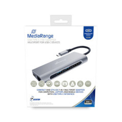 MediaRange MRCS510 replicatore di porte e docking station per laptop USB 3.2 Gen 1 (3.1 Gen 1) Type-C Argento