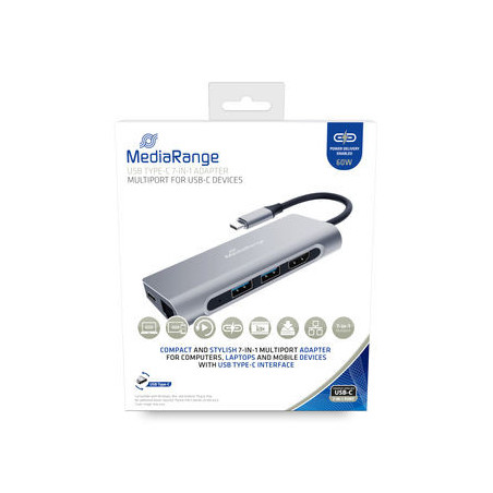 MediaRange MRCS510 replicatore di porte e docking station per laptop USB 3.2 Gen 1 (3.1 Gen 1) Type-C Argento