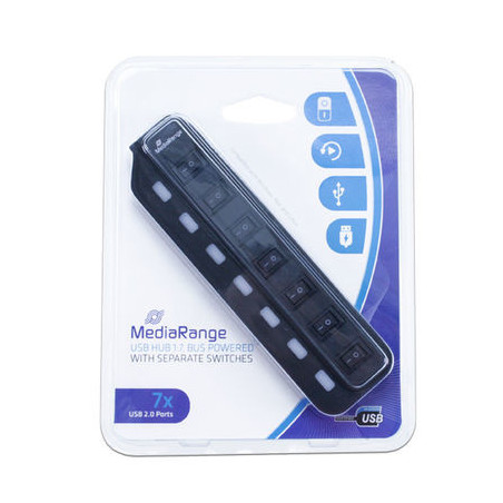 MediaRange MRCS504 hub di interfaccia 480 Mbit s Nero