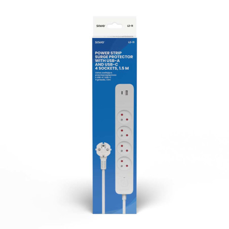 REGLETA DE 4 ENCHUFES + 2*USB 1.5M SAVIO LZ-11