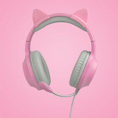 Blade Gaming Tanooki Auricolare Cablato A Padiglione Grigio, Rosa