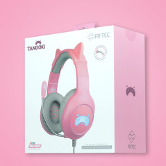 Blade Gaming Tanooki Auricolare Cablato A Padiglione Grigio, Rosa