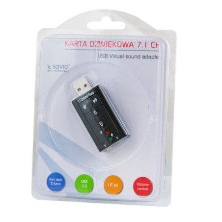TARJETA DE SONIDO NEGRO USB 7.1 SAVIO AK-01