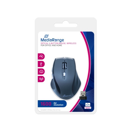 MediaRange MROS203 mouse Ufficio Mano destra RF Wireless Ottico 1600 DPI