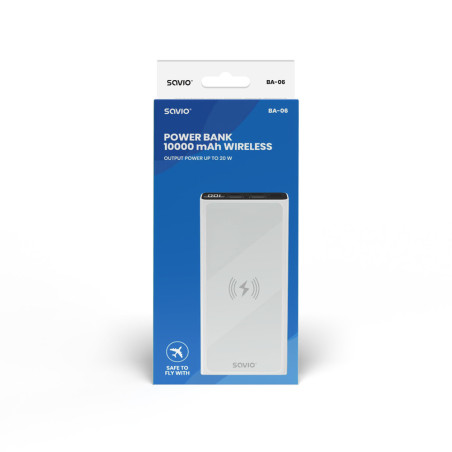 POWERBANK 10000 INDUCCION MAH SAVIO BA-06 BLANCO