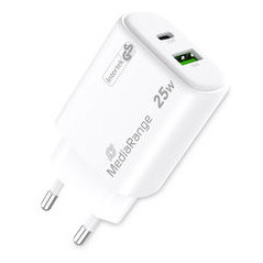 MediaRange MRMA112-2 Caricabatterie per dispositivi mobili Smartphone, Tablet Bianco AC Ricarica rapida Interno