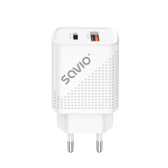 Savio LA-04 USB Type A & Type C Quick Charge Power Delivery 3.0 Indoor Smartphone, Tablet Bianco Ricarica rapida Interno