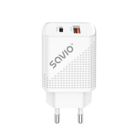 Savio LA-04 USB Type A & Type C Quick Charge Power Delivery 3.0 Indoor Smartphone, Tablet Bianco Ricarica rapida Interno