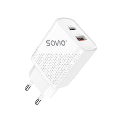 Savio LA-04 USB Type A & Type C Quick Charge Power Delivery 3.0 Indoor Smartphone, Tablet Bianco Ricarica rapida Interno