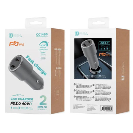 CARGADOR COCHE UNICO DUAL 40W
