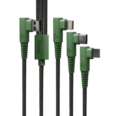 Hune AT-ACC-CA-362 cavo USB USB 2.0 1,2 m USB A USB C Micro USB-A Lightning Verde, Grigio, Arancione