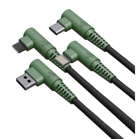CABLE HUNE ECO TRENZADO 1.2M 3 EN 1 BOSQUE