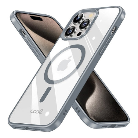 FUNDA COOL IPHONE 15 PRO MAX MAG PLATA