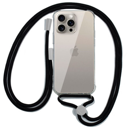 FUNDA COOL IPHONE 15 PRO MAX TRANSPARENTE NEGRO
