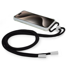 FUNDA COOL IPHONE 15 PRO MAX TRANSPARENTE NEGRO