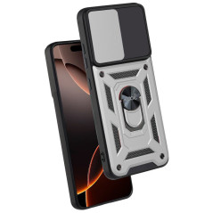 FUNDA COOL IPHONE 16 PRO MAX HARD RING PLATA