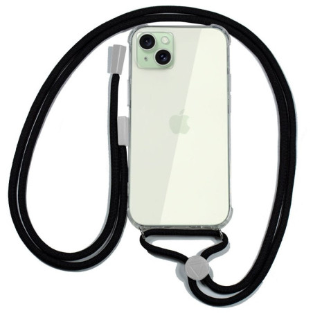 FUNDA COOL IPHONE 15 PLUS TRANSPARENTE NEGRO