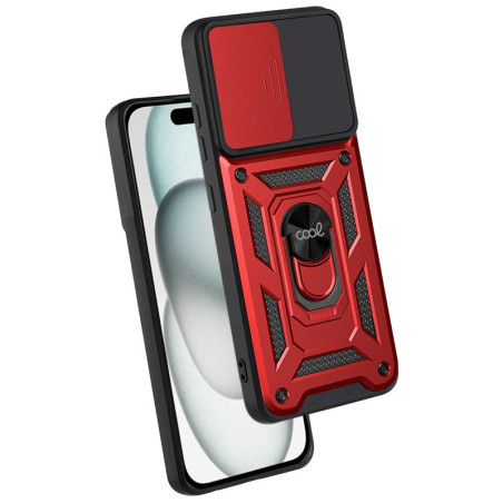 FUNDA COOL IPHONE 15 HARD RING ROJO