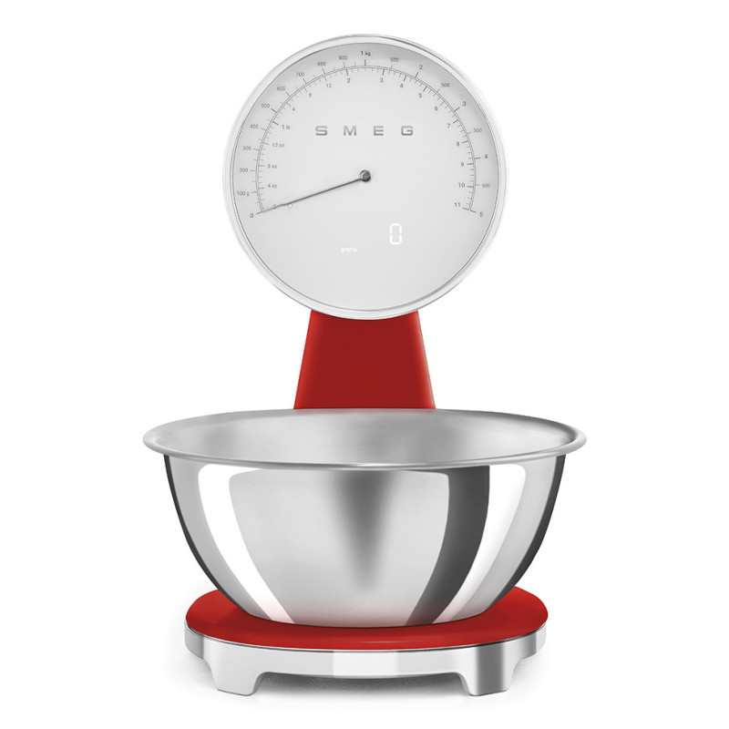 SMEG ANALOG AND DIGITAL KITCHEN SCALE RED KSF01RDWW