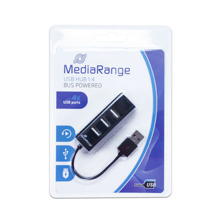 HUB 4 PUERTOS 2.0 MEDIARANGE MRCS502 BLACK