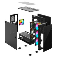 Savio PC Case Prime X1 ARGB Glass Black Midi Tower Nero