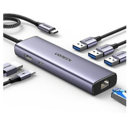 Ugreen 15598 hub di interfaccia USB 3.2 Gen 1 (3.1 Gen 1) Type-C 5000 Mbit s Argento