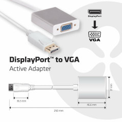ADAPTADOR ACTIVO CLUB3D  DP A VGA WHITE