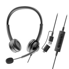 Axtel AXH-FLOWUCDC cuffia e auricolare Cablato A Padiglione Ufficio USB Type-C   USB Type-A Nero