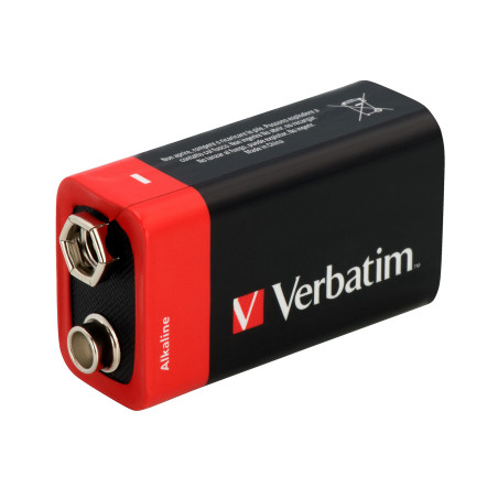 VERBATIM ALKALINE BATTERIES 9V 6LR61 1 PC PACK 49924